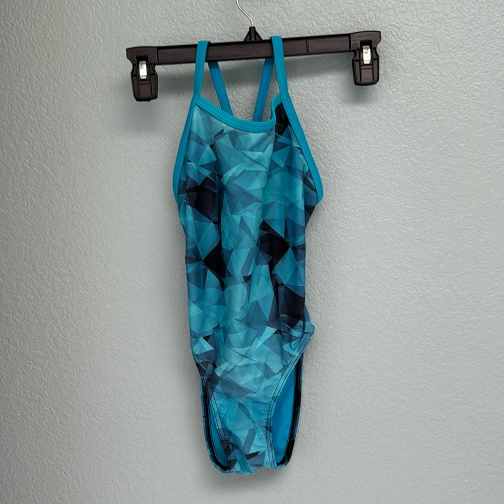 Sporti Fractalicious Thin Strap One Piece Swimsuit Youth - Blue / 24Y